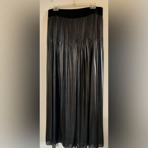 Dark silver palazzo pants with tony faux pleating material